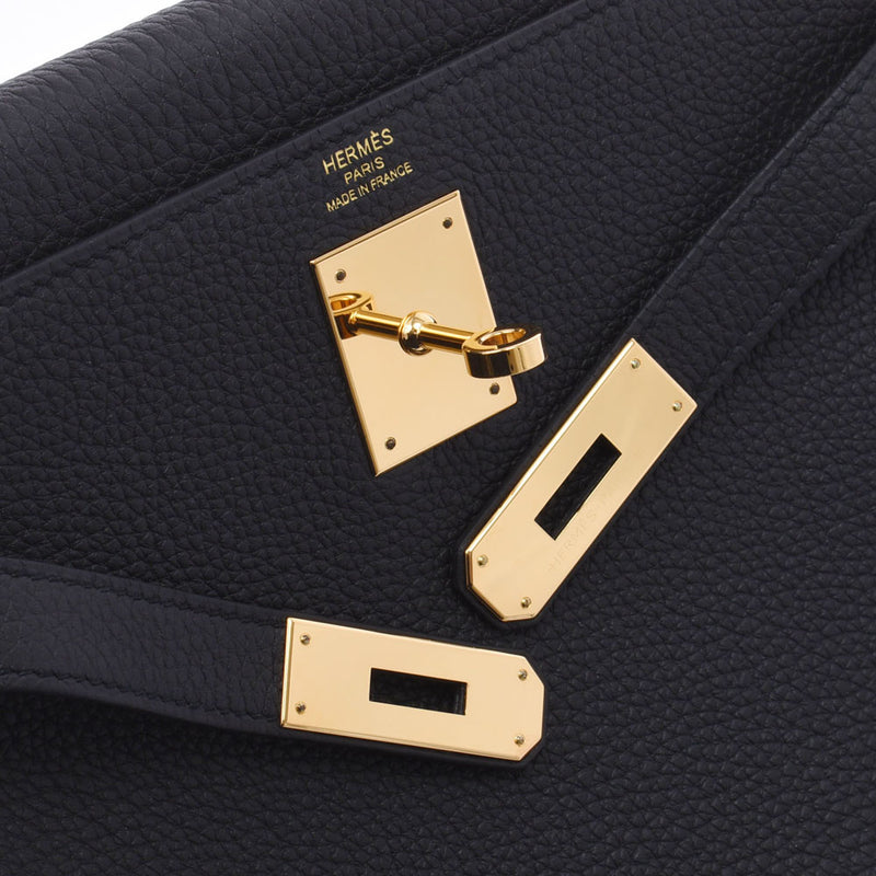 HERMES HERMES HERMES KELLY 28 INNER SEWING 2WAY黑色金支架D（2019年左右）女士Togo手提包新二手Ginzo