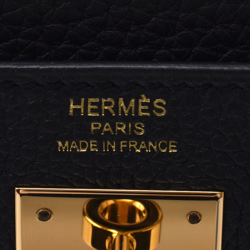 HERMES HERMES HERMES KELLY 28 INNER SEWING 2WAY黑色金支架D（2019年左右）女士Togo手提包新二手Ginzo