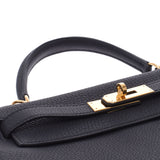 HERMES HERMES HERMES KELLY 28 INNER SEWING 2WAY黑色金支架D（2019年左右）女士Togo手提包新二手Ginzo