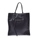 BALENCIAGA Balenciaga Paper A5 Tote Bag Black Silver Bracket 338582 Unisex Calf Handbag B Rank used Ginzo