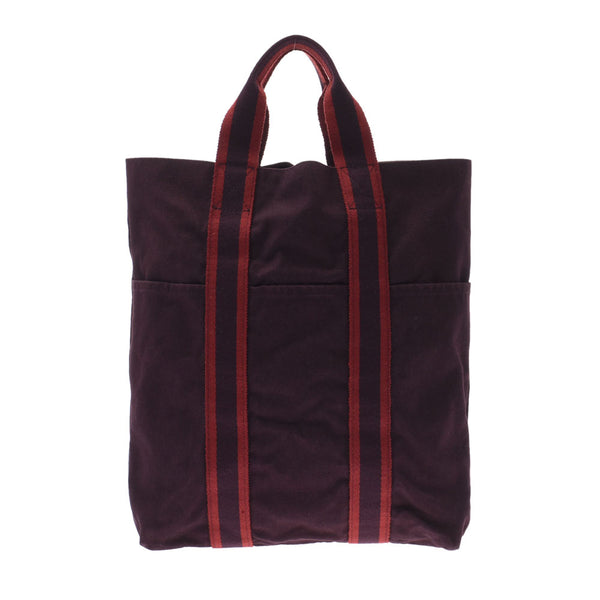 HERMES Hermes Fooltou Cabas Bordeaux/Red Unisex Canvas Tote Bag B Rank used Ginzo