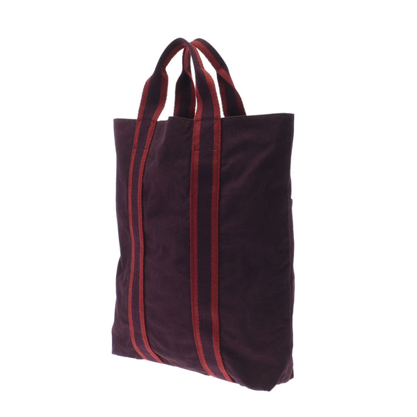 HERMES Hermes Fooltou Cabas Bordeaux/Red Unisex Canvas Tote Bag B Rank used Ginzo