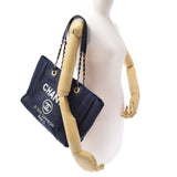 CHANEL Chanel Dorville Tote MM Navy GP GP Ladies Denim Tote Bag A Rank used Ginzo