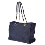 CHANEL Chanel Dorville Tote MM Navy GP GP Ladies Denim Tote Bag A Rank used Ginzo