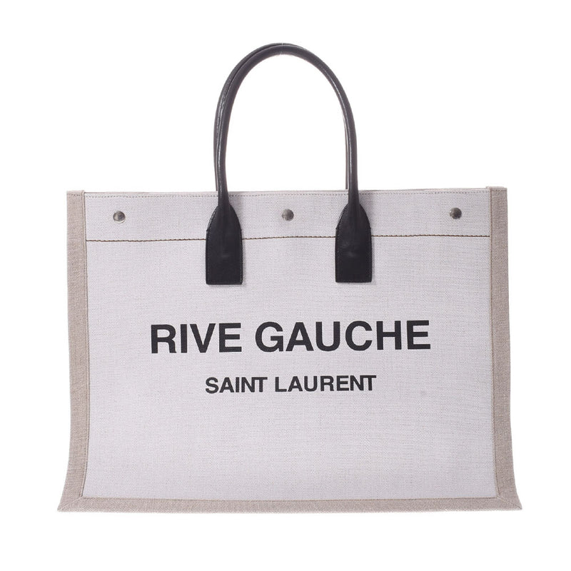 Yves Saint Laurent Yves Saint Laurent Live Gosche Beige/Black Ladies Coating Canvas/Leather Tote Bag New Used Ginzo