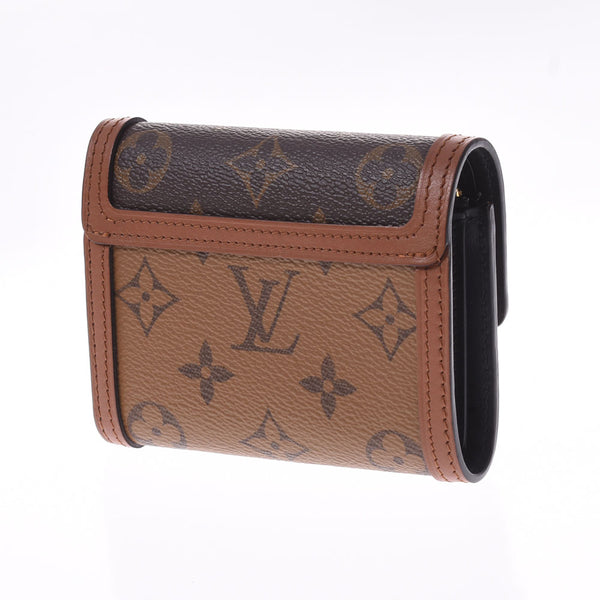 LOUIS VUITTON Louis Vuitton Monogram Reverse Dorphine Compact Brown M68725 Ladies Monogram Canvas Three Fold Wallet A Rank Used Ginzo