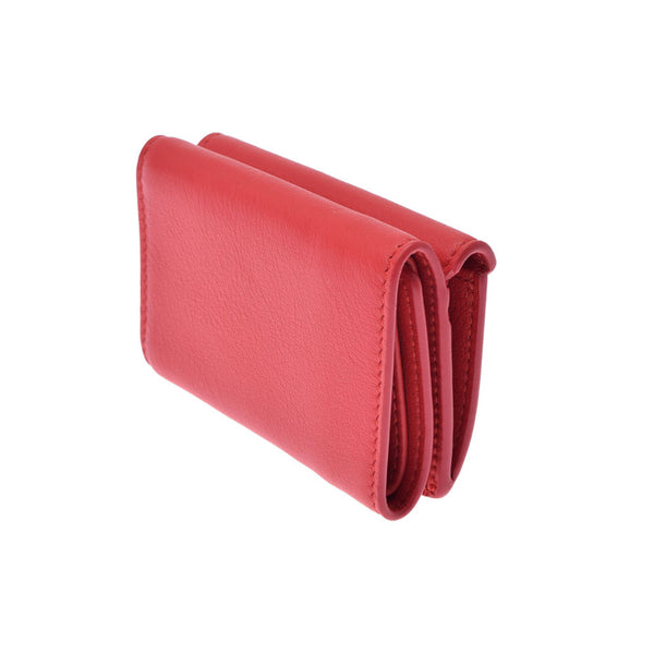 Ginzo used BALENCIAGA Balenciaga Paper Mini Wallet 391446 Red Calf Trial Fold Wallet New [Mother's Day 50,000 or less]