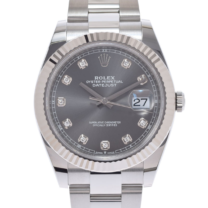 [Cash special price] ROLEX Rolex Datejust 41 10P Diamond 126334G Men's SS/WG Watch Automatic Slate (Dark Rodium) Dial Unused Ginzo