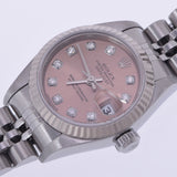 ROLEX Rolex Datejust 10P Diamond 79174G Ladies SS/WG Watch Automatic Pink Dial A Rank Used Ginzo