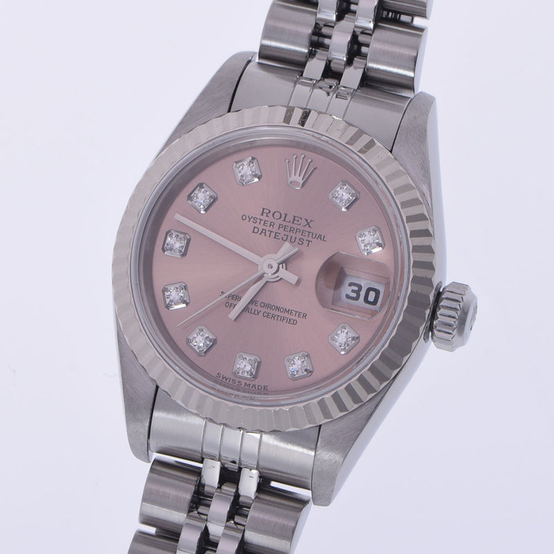 ROLEX Rolex Datejust 10P Diamond 79174G Ladies SS/WG Watch Automatic Pink Dial A Rank Used Ginzo