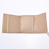 Celine Celine Small Wallet Beige Ladies Calf Pressing Three Fold Wallet AB Rank Used Ginzo