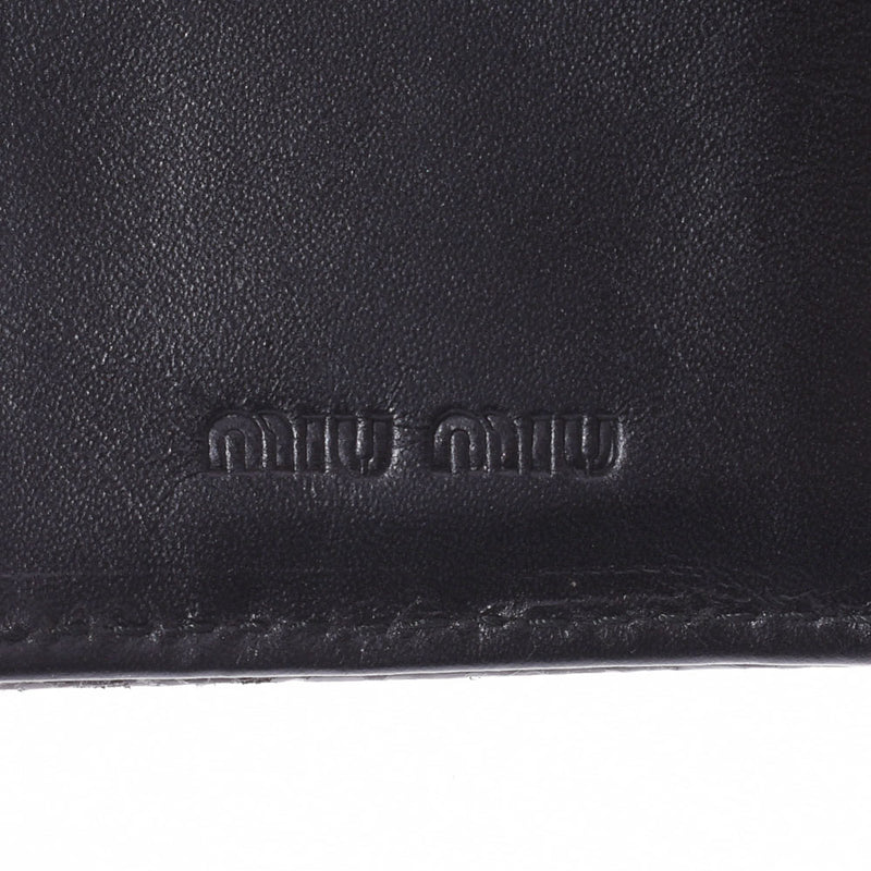 MIUMIU Miu Miu Passport Cover Black Unisex Choco Press Leather Passport Case A Rank used Ginzo
