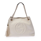 GUCCI Gucci Soho Chain Shoulder Outlet Ivory GP GP Bracket 536196 Ladies Calf Shoulder Bag A Rank Used Ginzo