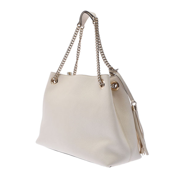 GUCCI Gucci Soho Chain Shoulder Outlet Ivory GP GP Bracket 536196 Ladies Calf Shoulder Bag A Rank Used Ginzo