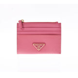 PRADA Prada Card Case Pass Case Pink GP Bracket Ladies Safiano Coin Case A Rank used Ginzo