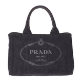 PRADA プラダ カナパミニ 2WAY 黒 レディース デニム/GP金具 ハンドバッグ ABランク 中古 銀蔵