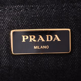 PRADA Prada Kana Pamini 2way Black Ladies Denim/GP Handbag AB Rank used Ginzo