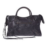 BALENCIAGA Balenciaga The City 2way Black Ladies Ram Skin Handbag A Rank used Ginzo