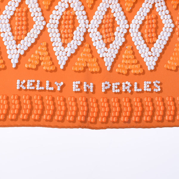 HERMES エルメス カレ70 KELLY EN PERLES/真珠でできているケリー オレンジ レディース シルク100％  スカーフ Aランク 中古 銀蔵