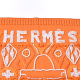 未使用品 エルメス カレ70 ケリー・エン・ペルレス スカーフ 982552S オレンジ ブラン シルク 真珠でできているケリーファッション小物