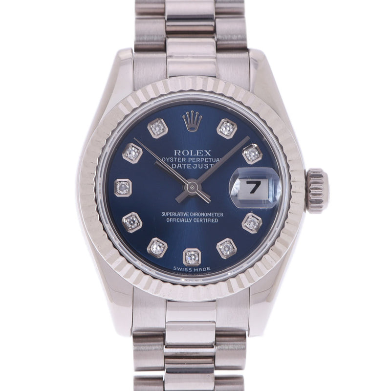 ROLEX Rolex Datejust 10p Diamond 179179G Ladies WG Watch Automatic Blue Dial A Rank Used Ginzo