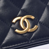 香奈儿香奈儿Matrasse Push摇滚链肩肩黑色金架女士拉姆皮肤肩袋b等级用ginzo