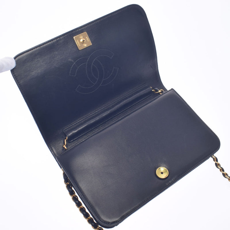 香奈儿香奈儿Matrasse Push摇滚链肩肩黑色金架女士拉姆皮肤肩袋b等级用ginzo