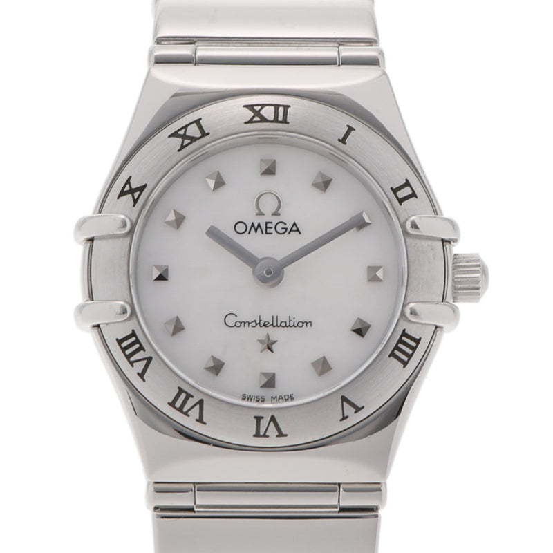 欧米茄欧米茄星座迷你我的选择1561.71女士SS Watch Quartz White Shell Dial A等级使用Ginzo