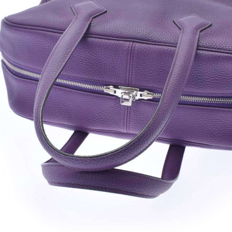 HERMES エルメス ヴィクトリア 35 ウルトラバイオレット シルバー金具 X刻印(2016年頃) ユニセックス トゴ ハンドバッグ Aランク 中古 銀蔵