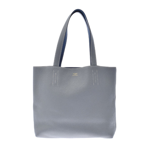 HERMES Hermes Dubble Sense 36 Reversible Bicolor Grease/Blue Agat A engraved (around 2017) Unisex Toryon Lemance Tote Bag A Rank used Ginzo