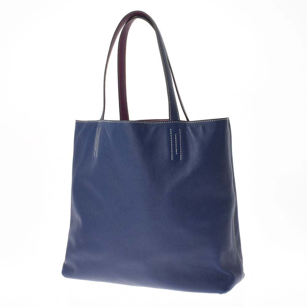 HERMES エルメス ドゥブルセンス 45 リバーシブル ブルー  