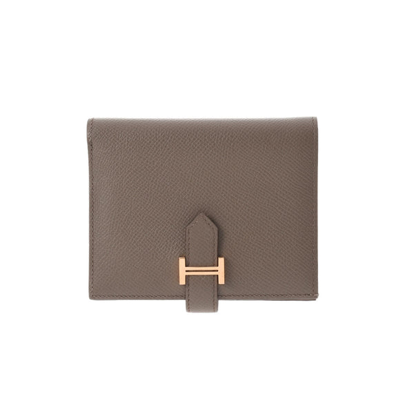 HERMES Hermes Bearan Compact etane palladium metal D -engraved (around 2019) Unisex Vo Epson Bi -fold Wallet A Rank Used Ginzo