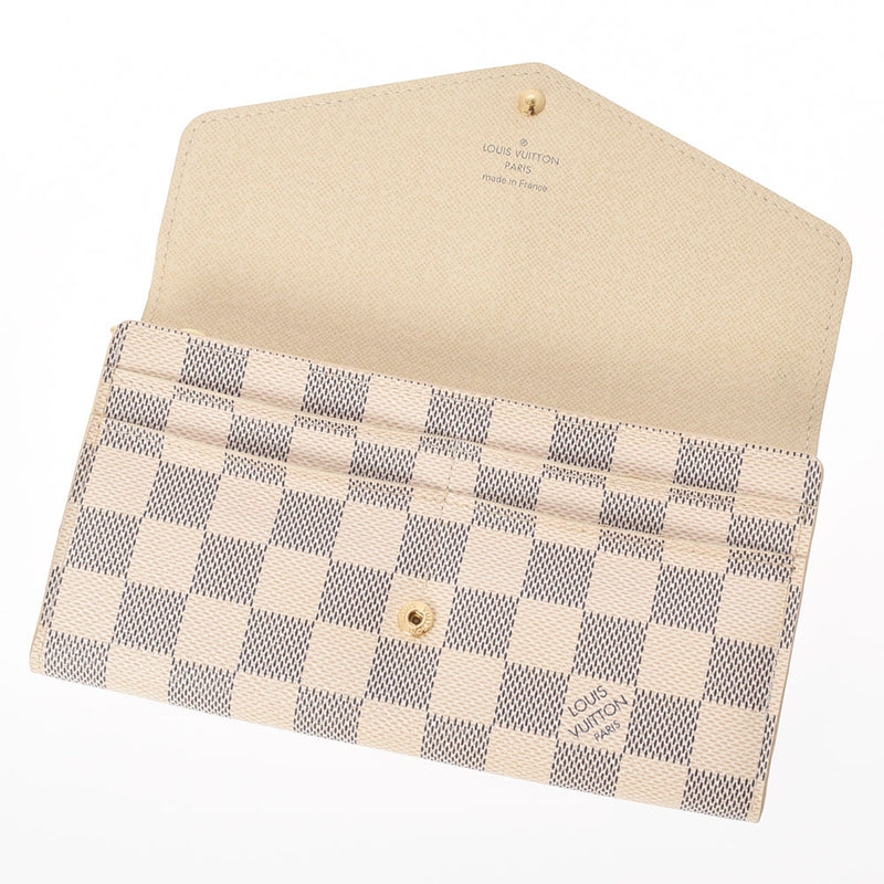 LOUIS VUITTON Louis Vuitton Damier Azur Portofoyilla White N63208 Unisex Damier Zuru Canvas Wallet A Rank used Ginzo