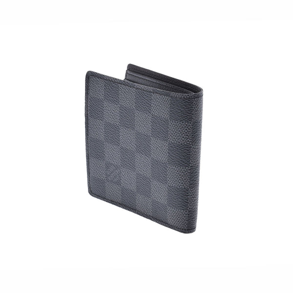 LOUIS VUITTON Louis Vuitton Damier Graphit Portofoy Yumarco Old Type Black N62664 Men's Dami Graphit Canvas Bi -fold Wallet A Rank Used Ginzo