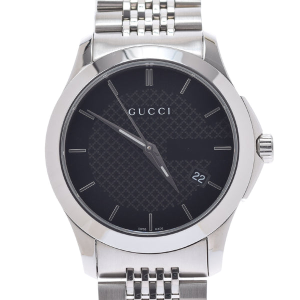 Gucci Gucci G时机YA126.4男士ss Watch Quartz Black Dis A Rank二手Ginzo