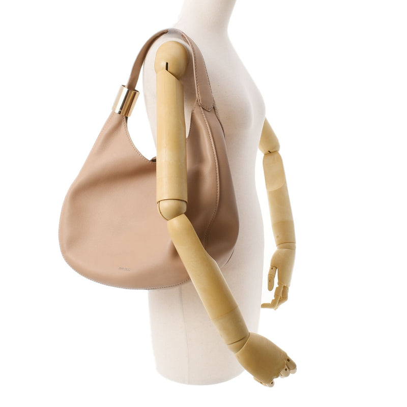 JIMMY CHOO Jimmy Choo Steve Semi -Shoulder Beige Gold Gold Bracket Ladies Leather Shoulder Bag AB Rank Used Ginzo