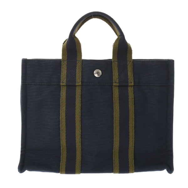 HERMES Hermes Fooltu PM Navy/Green Unisex Canvas Tote Bag A Rank used Ginzo