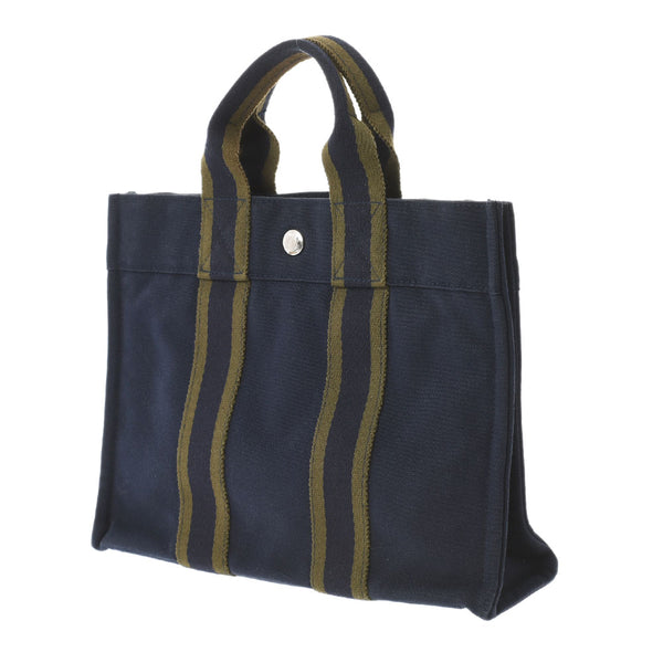 HERMES Hermes Fooltu PM Navy/Green Unisex Canvas Tote Bag A Rank used Ginzo