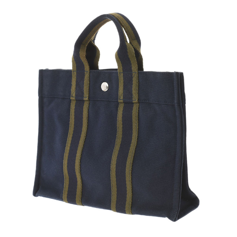 HERMES Hermes Fooltu PM Navy/Green Unisex Canvas Tote Bag A Rank used Ginzo