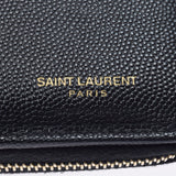 Yves Saint Laurent Yves Saint Laurent Monogram紧凑式邮政编码小钱包黑色金色支架女士皮革双折 - 折ab ab rank rank二手ginzo