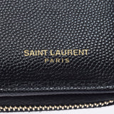 YVES SAINT LAURENT イヴサンローラン モノグラム コンパクトジップウォレット 黒 ゴールド金具 レディース レザー 二つ折り財布 ABランク 中古 銀蔵