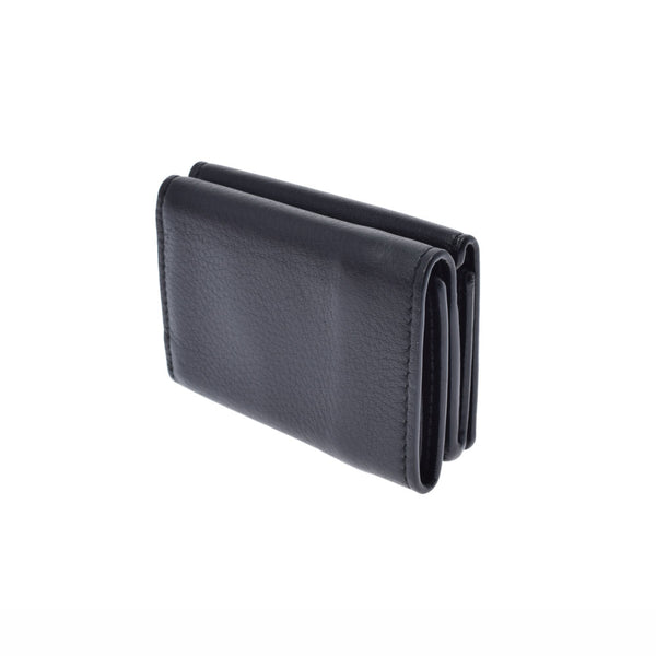 BALENCIAGA Balenciaga Ebriday Mini Wallet Black/White Ladies Leather Three Fold Wallet B Rank used Ginzo