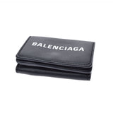 BALENCIAGA Balenciaga Ebriday Mini Wallet Black/White Ladies Leather Three Fold Wallet B Rank used Ginzo