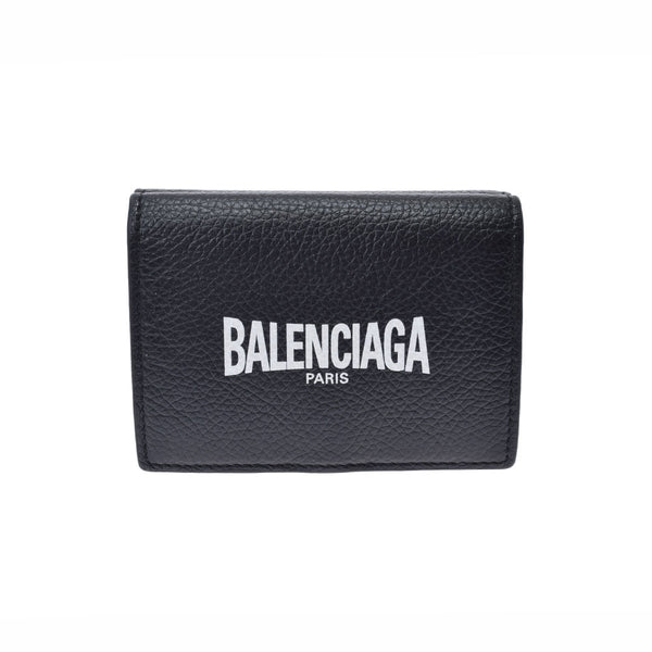 BALENCIAGA Balenciaga Cash Mini Wallet Black Unisex Leather Trilosion Wallet AB Rank Used Ginzo