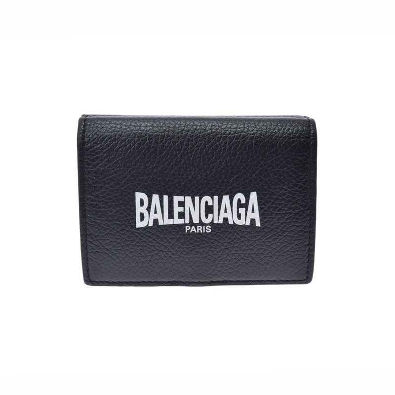 【極美品】 バレンシアガ 三つ折り財布 キャッシュ ミニウォレット レザー 黒三つ折り財布