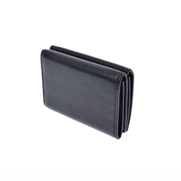 BALENCIAGA Balenciaga Cash Mini Wallet Black Unisex Leather Trilosion Wallet AB Rank Used Ginzo