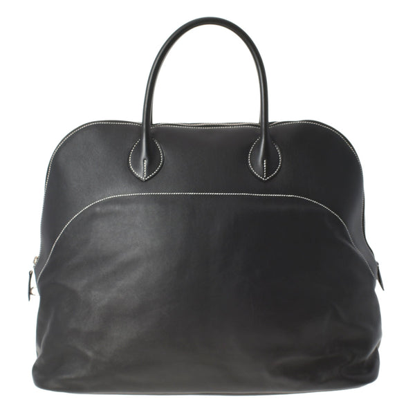 HERMES エルメス ボリード リラックス 45 黒 シルバー金具 □R刻印(2014年頃) ユニセックス ヴォーシッキム ハンドバッグ ABランク 中古 銀蔵