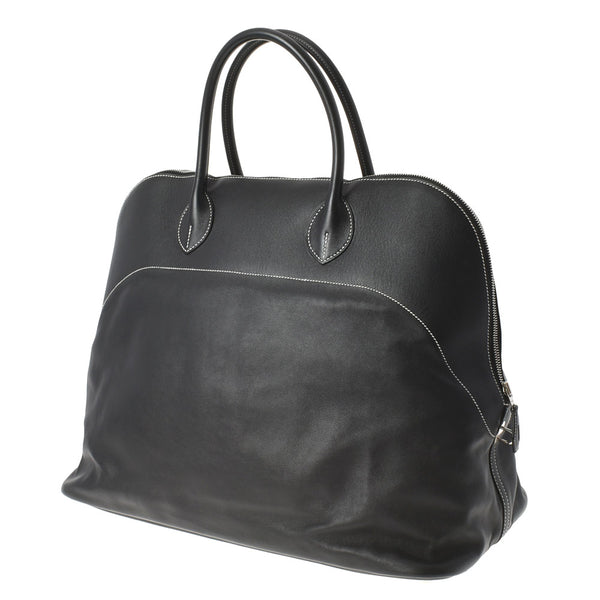 HERMES エルメス ボリード リラックス 45 黒 シルバー金具 □R刻印(2014年頃) ユニセックス ヴォーシッキム ハンドバッグ ABランク 中古 銀蔵