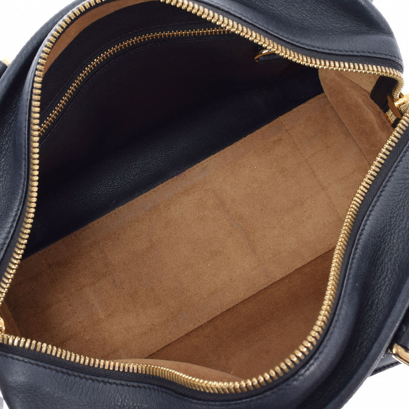 LOEWE Loewe Amasona 28 2WAY Bag Black Gold Bracket Ladies Calf Handbag B Rank used Ginzo