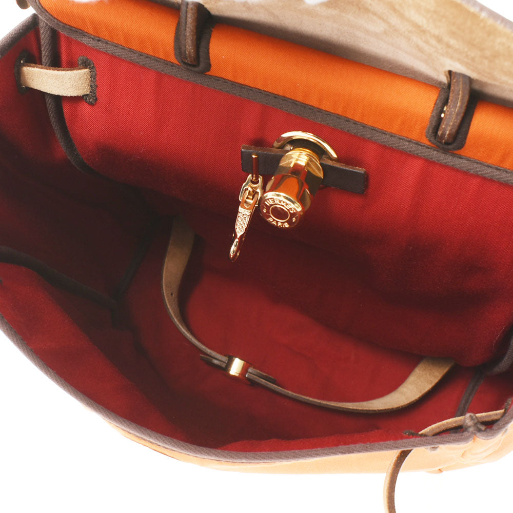 HERMES エルメス エールバッグ アドPM オレンジ/茶 ゴールド金具 □G 